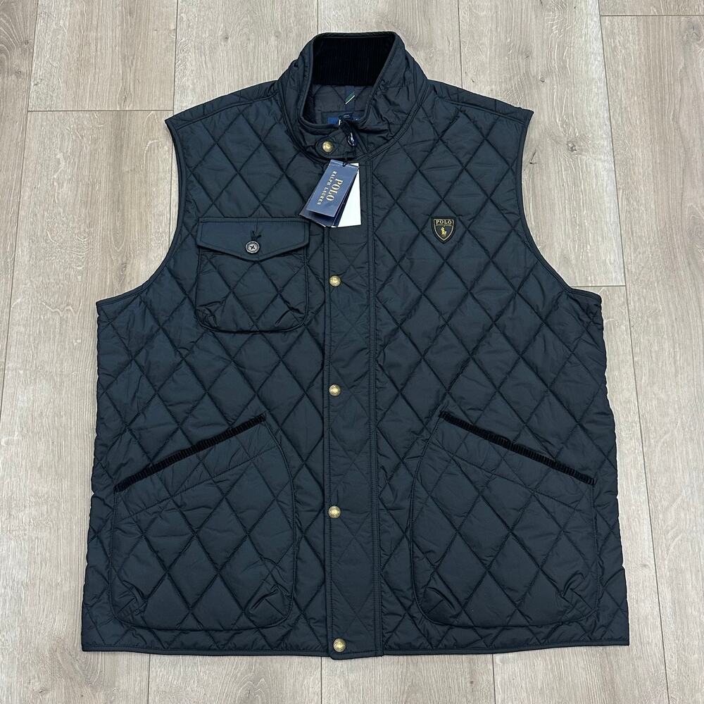 New Polo Ralph Lauren navy blue quilted Beaton utility vest size XXL 2XL B23